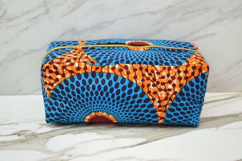 2-Tier African Print Makeup Bag